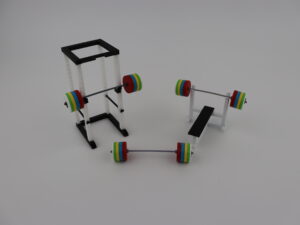 Bench press, Squat rack and Olympic weight set