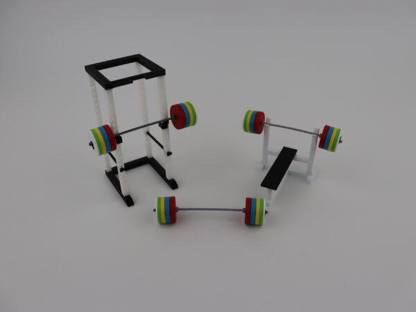 Bench press, Squat rack and Olympic weight set